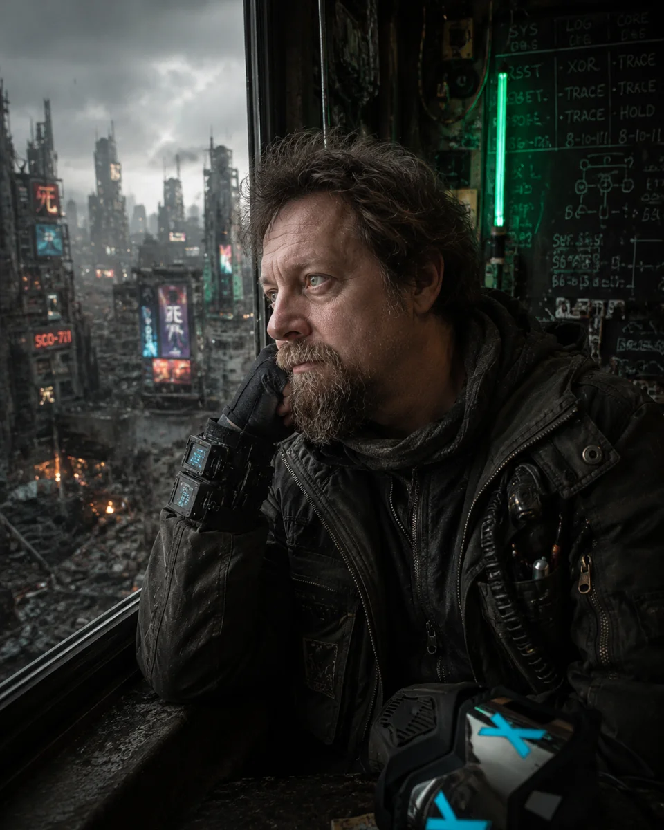 fuori dalla finestra, cyberpunk city