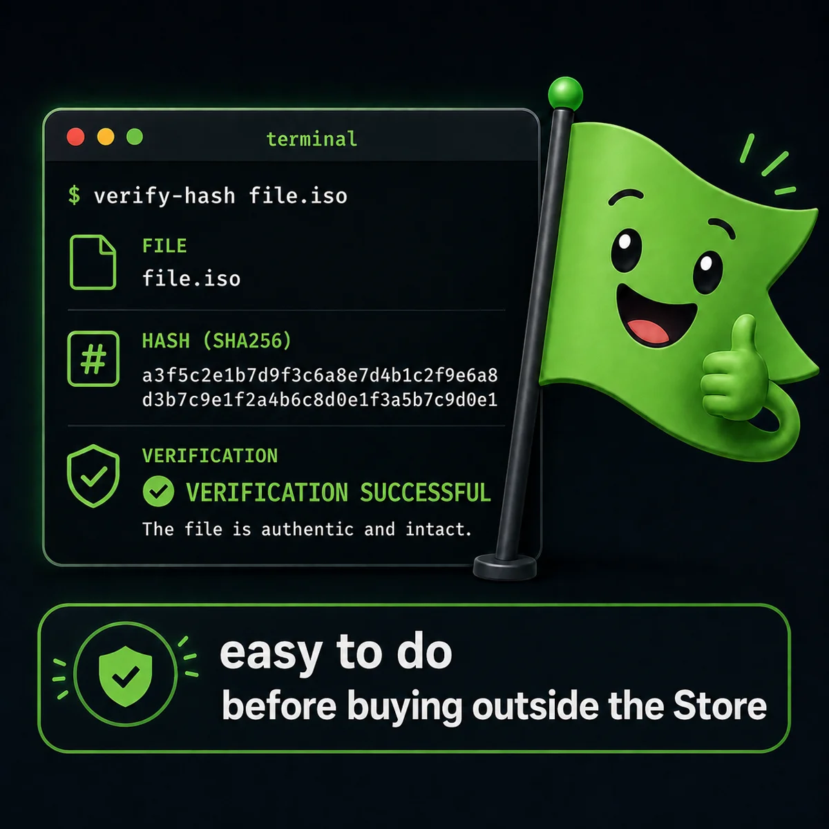 terminal showing hash verification for an apk